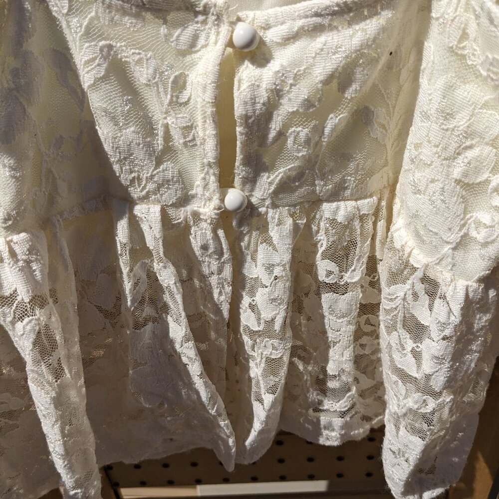 Off-White Lace Crop Cami Sz L - Picture 4 of 4